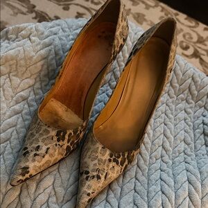 Stuart Weitzman Leopard-Print Pointed Toe Pumps in Brown and Black